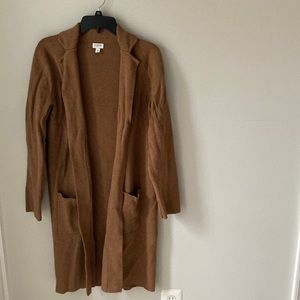 J Crew size large camel color long coat blazer